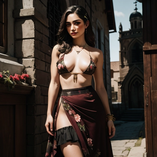 18-year-old shy religious girl, torn flowery dress exposing titties, 18th century clothing that is torn to reveal her breasts and pussy, flustered face, ripped dress that eposes naked breasts, exposed breast, nip slip, porn, outside a church, posing, religious cross neckless, torn clothes expose body, flowery skirt, best quality, anatomically correct body, perfect body, old polaroid photo, warm lighting, warm colors, washed out photograph, dpmg_runny_makeup_v1
