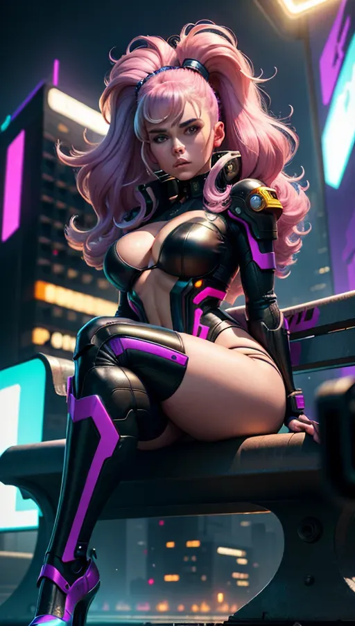 Cyberpunk girl in city - backiee