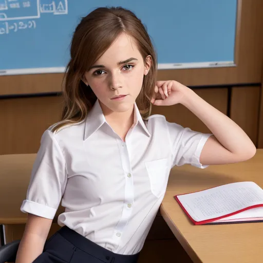 Dopamine Girl Emma Watson Uniform 8k Photo Skinny Full Body Shot