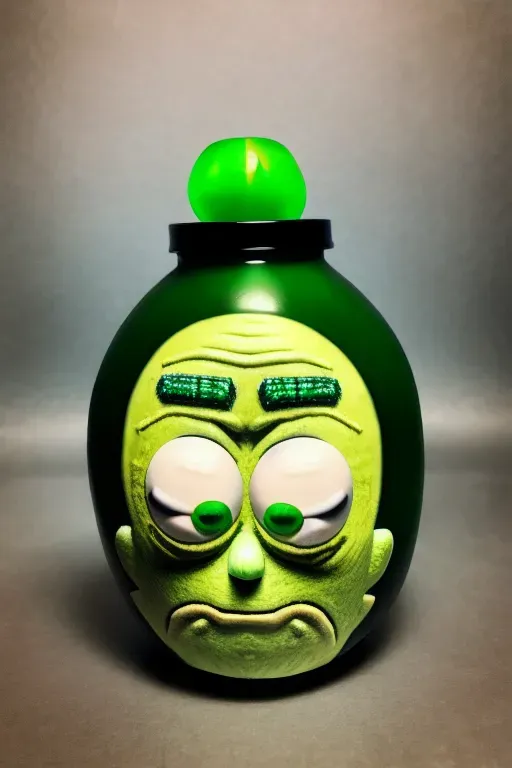 hyper-realism Pickle Rick from the rick and Morty show