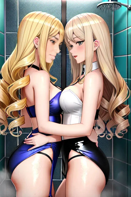 Two girls ((ChelseaZ with blonde curls))
And ((Brunette VeraR)) having lesbian sex in a shower