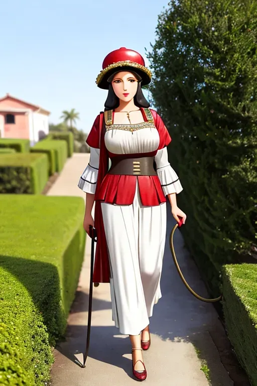 Ancient pompeiian servant girl,cute,private residence,walking,full figure shot,slim, forum,realistic,detailed