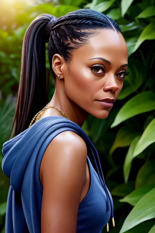 Dopamine Girl - a digital painting of,zoe saldana,wearing hoodie ...