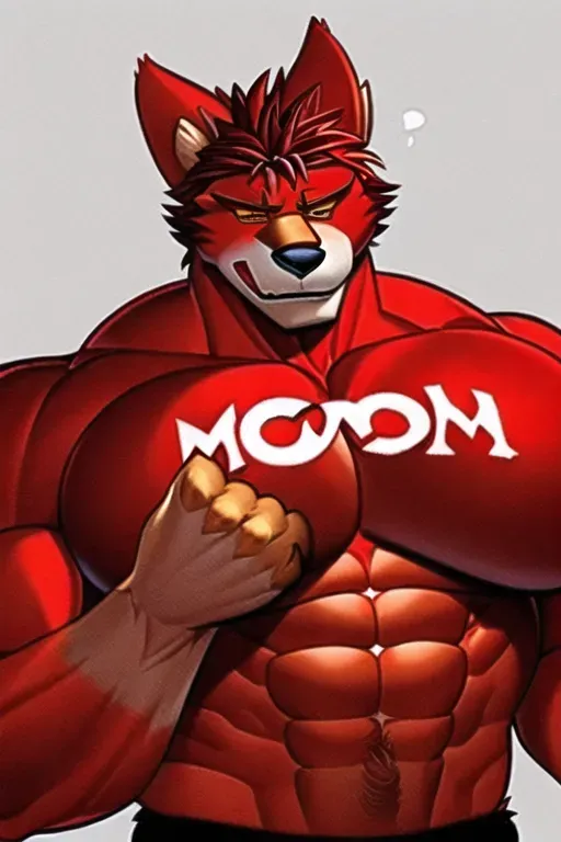 Dopamine Girl - furry with red fur, giant boobs, 8 pack abs, muscular arms,  claws, and a huge bulge, has an owo face, wearing a t-shirt that barely  fits gmzqMd8Qz0M