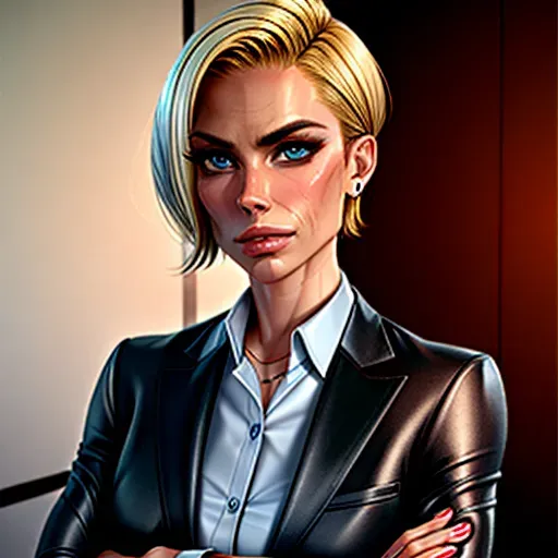 Dopamine Girl Solo Office Luxury Corporate Business Attire Angry Disdain Staring