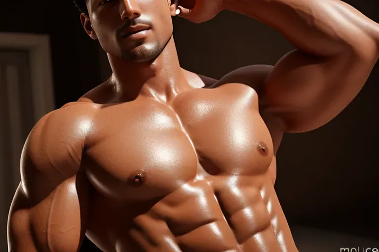 Male, full body and face showing, muscle, abs, sexy pose, naked, detailed, realistic, high quality ,8k, ultra realistic,sharp focus