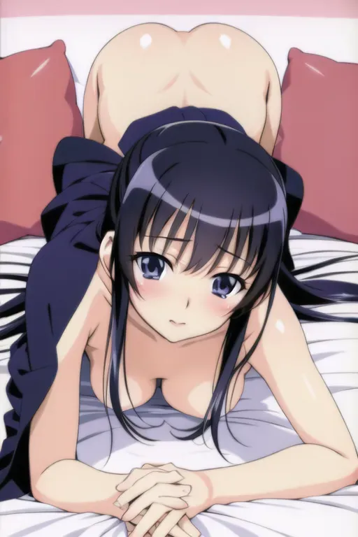 Ai Hoshino naked, lay on bed, (spreading legs), (visible vagina held open with hands), ((best quality))