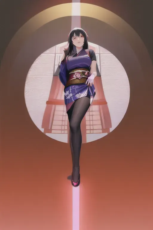 1girl, full body, ninja, feudal japan, edo period, night, japanese, highres, short dark black hair, green almond shaped eyes, thin parted lips, solo, ((masterpiece)),photo referenced, pale skin, purple eyeliner, tenchu, kunoichi, professional, ultra high res, dark red yukata, long sleeves, kuugire, stealth, soft feminine facial features, button nose, dark red kimono, 25 years old,