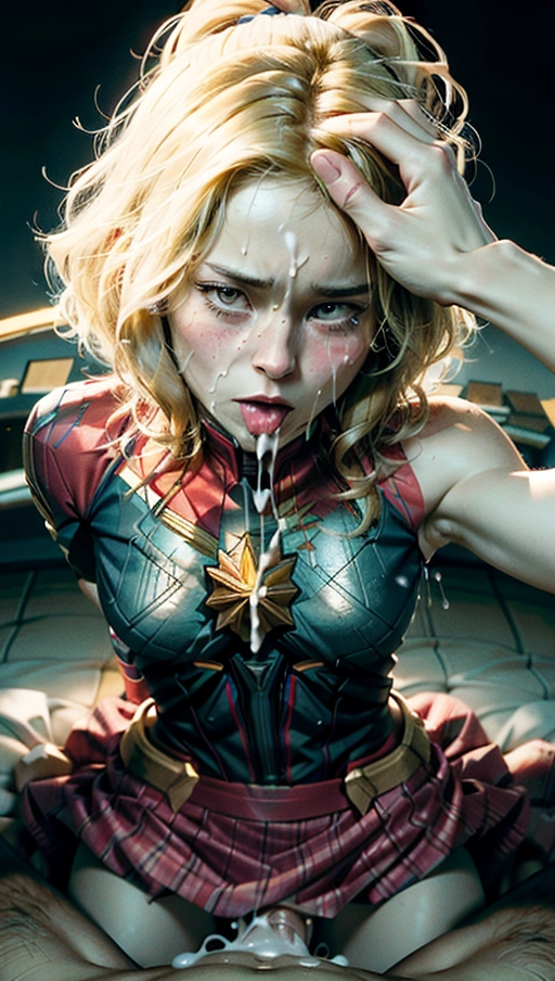 (((actress Brie Larson))), an pornographic portrait of, Brie Larson, ((as a Her character caption marvel)), ((most accurate photo of Brie Larson face)),
(Hypnotized), (photo realistic:1.37), (modern artwork), 1female, (perky tits, fit, athletic), glistening skin, pale skin, ((extremely messy hair in a bob cut
)), ((shocked confused expression on face)), (dark lighting), (((wearing a torn up captain marvel themed ball gown))), perfect tits, legs spread wide, showing pussy, tits out, arched back, ((looking right at the camera)), getting her hair pulled, (((showing her face to viewer))), ( crying tears, sobbing), ((half way undressed, exposing breasts)), (((on her back))), ((<lora:headpat:1>)), ((worst day of her life)), ((blushing)), (being black mailed), pulling her own top down to show the viewer her tits, (((grabbing the viewers arm))), cold nose, ((back pressed into bed)), ((holding mouth wide open for the viewer)), (((a man reaching out and grabbing her by the throat))), dpmg_pov_blowjob_v1, <lora:dpmg_licking:1>,
(((covered in cum))), ((dress ripped and torn)), messy hair, ((cum dripping out of her mouth)), (cum slut), cloths pulled off,
((best quality)), <lora:dpmg_add_detail:0.5>, beautiful,(high resolution), (((masterpiece))), (uhd), (8k), ((sharp focus)), <lora:plVOer6ObyM_epiCRealismHelper:1>