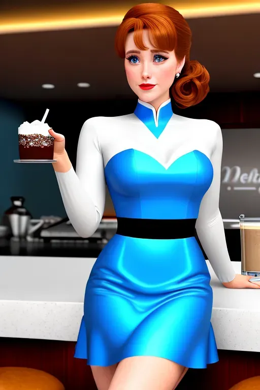 beautiful, Nordic, Anna and Elsa of Arendelle at a 1950 style sock hop. high ponytails tied with a hair scarf. Malt shop. Jukebox. poodle skirts. Elvis. Retro Diner.
Elsa in blue. Elsa platinum blond hair.
Anna in soft green. Anna with auburn hair. ultra realistic. High res. poodle skirts. Seated at the malt shop counter sharing a classic chocolate milkshake. Anna with auburn hair.
chrome furnishings highlighted by neon lights.