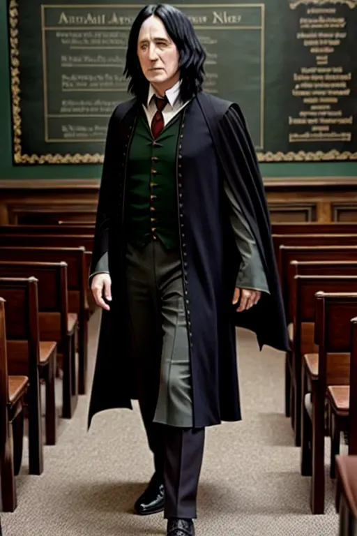 hogwarts, Severus snape, full body, in classroom