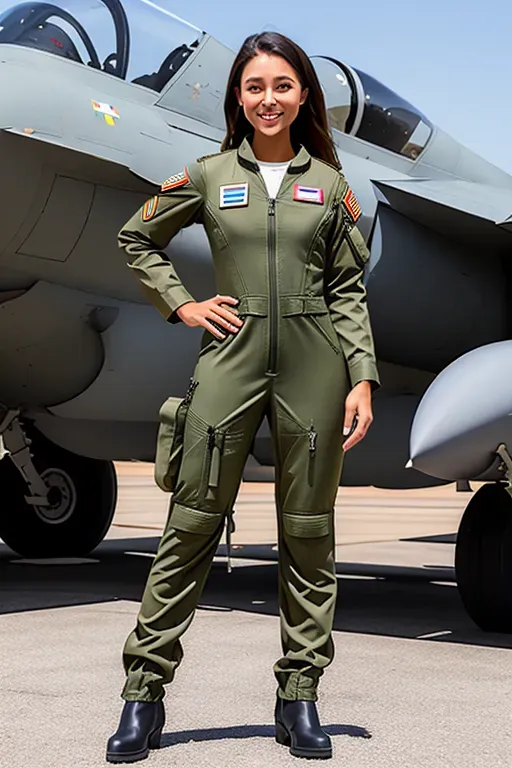 sexy female military pilot jumpsuit full body