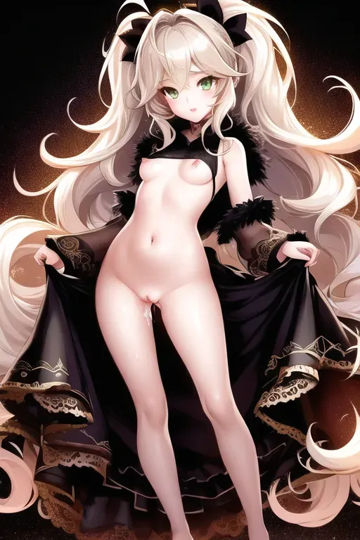 a illustration of a girl, full body,nighttime,small breasts,five slender fingers,messy hair,charming face,beautiful lips,emerald eyes,curved thin eyebrows,curved eyelid,pale skin, leaking cum from her pussy, joyful,surreal,professional,studio lighting,highly detailed,