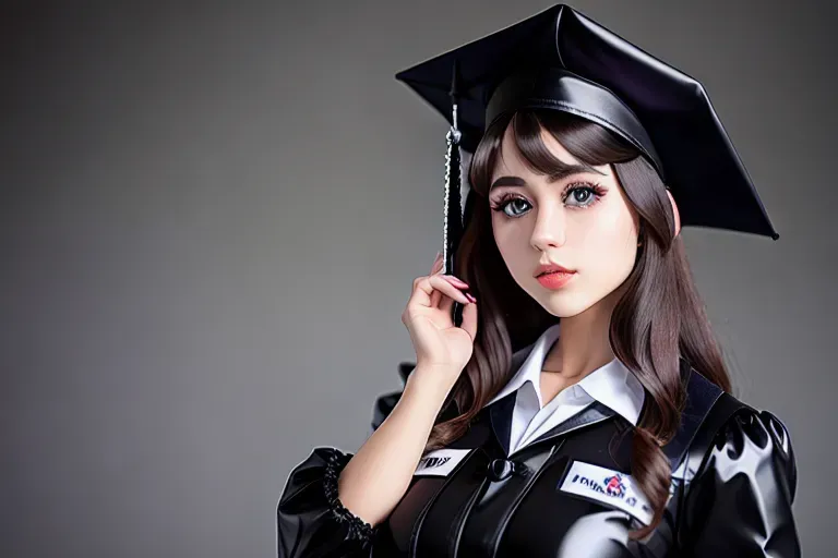 a 8k high detail full body shot of, Mila Azul, (((accurate face))), show full body, wearing a black cotton school teachers mortarboard hat and black latex outfit, five slender fingers, beautiful face, beautiful lips, detailed large eyes, curved eyebrows, studio lighting, professional, editorial, 8k, ((ultra realistic)), in a school class room