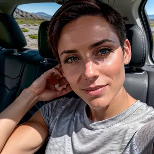 Dopamine Girl - Pov, ready for facial, Looking up into camera, Backseat