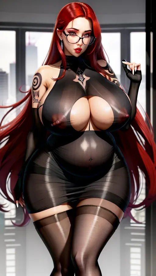 Sexy poses,photorealistic,UHD,8K,best quality,ultra high resolution, 2 girl,insanely beautiful, fantasy, BBW, long dark red hair, Red eyes, glasses,((( very huge gigantic boobs ))),(((gigantic boobs))), perfect boobs ,((( very huge gigantic belly ))),(( gigantic fat belly )),gigantic pregnancy belly,((skin tight nylon dress black)), Sheer dress nylon, (((nylon socks))), nipple bar,big nipples, nipple piercings,smooth skin,((prey tattoos)), background berlin,
