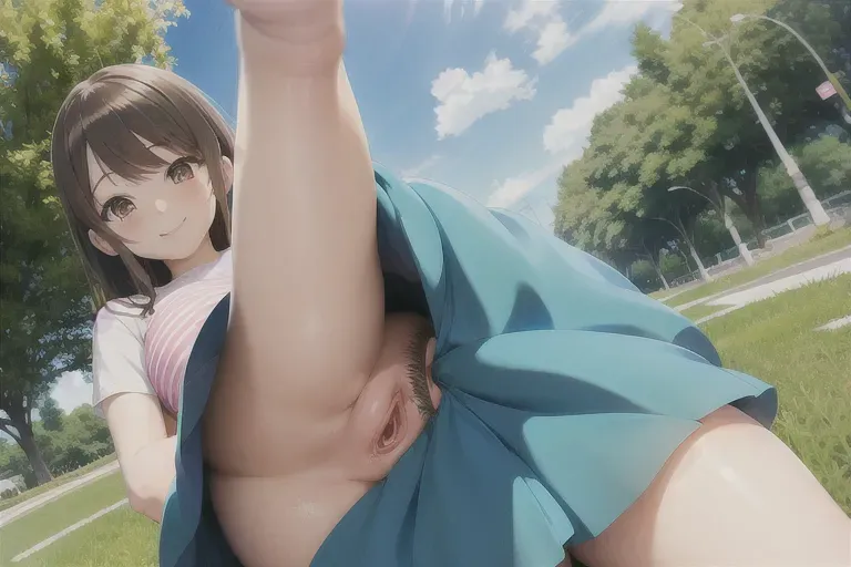 Anime girl showing her pussy upskirt in a public place, smiling, sneaky, dripping, studio ghibli, best quality, masterpiece x best_quality,