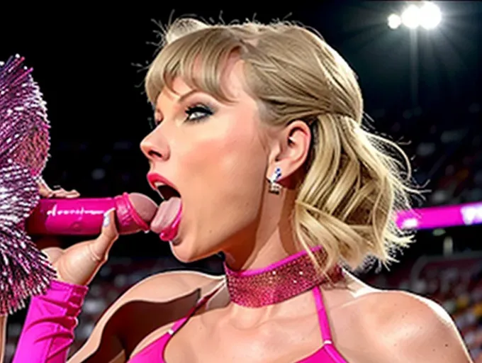 a realistic photo, taylor swift, perfect tongue, pov blowjob, oral, side view, oral sex, 2019 Taylor Swift, cheerleader outfit,