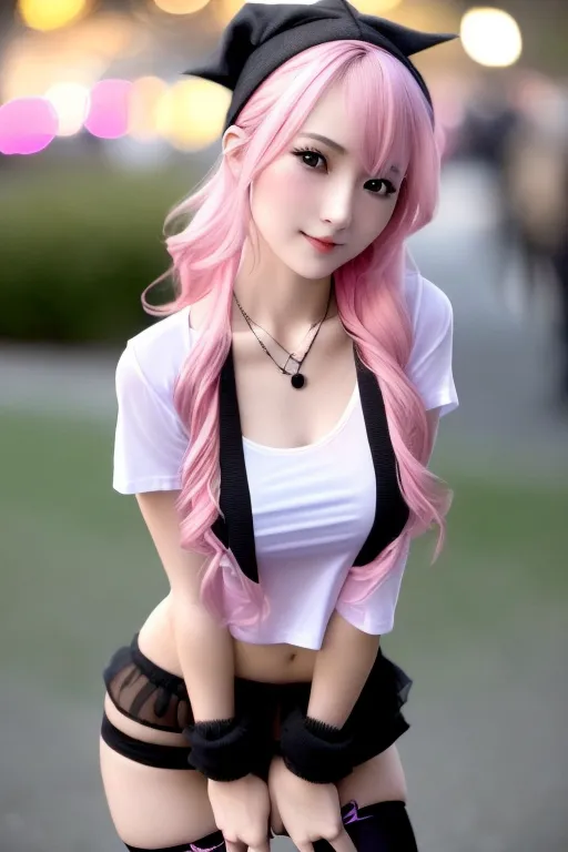 an ultra realistic photograph of a thin gorgeous svelte 18 year old skinny girl, looking at me, looking into the camera, (((flirting with me))), ((I want to go fuck expression)),(lets go fuck somewhere now expression), (conspiring to fuck expression), ((wearing a cropped white semitransparent t-shirt))((wearing a tiny black sheer semitransparent see-through bra))((wearing a pink and black plaid miniskirt))((wearing matching stockings)), sexually aroused , sexually excited ,five slender fingers, revealing pubic hair, revealing vulva, ,waist length ponytail,gorgeous face,beautiful lips,blue irises ,curved eyebrows,curved eyelid,textured skin,wearing necklace, ((outdoor Halloween party scene)), highly detailed,bokeh,sexually aroused ,sharp focus,sexually excited ,sexually provocative expression ,happy,joyful,(smiling),wavy hair,looking at camera, ((lustful I want to fuck you expression)),