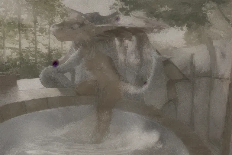 nude dragon girl showering while masterbating with a boy