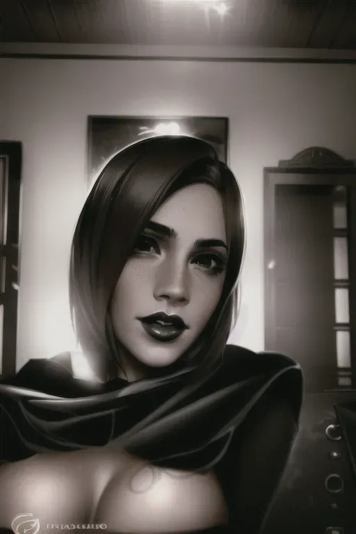 a photograph of,emma watson,wearing goth clothes,lying,in a hotel room,natural breasts,five slender fingers,short hair,beautiful face,beautiful lips,detailed large eyes,curved eyebrows,curved eyelid,textured skin,joyful,tattoo,cgsociety,cinematic lighting,sharp focus,editorial,8k