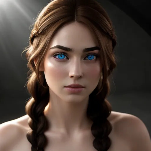 8k photograph a woman, portrait, (Greta Thunberg:0.95 Megan Fox:0.05),
curved eyebrows, curved eyelid, (pale skin), naked, stocky, light brown hair in braid, studio lighting, subsurface scattering, volumetric lighting, focused, intricate detailed background, dramatic pose, dramatic pov, dramatic angle, dramatic lighting, cinematic composition, HDR, (highest quality:1.8), highest resolution, (photorealistic:1.72), -s 50, -A k_dpm_2,