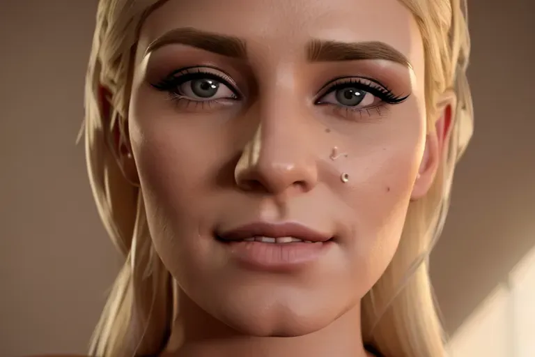 an ultra realistic photograph of,blonde,long blonde hair,wearing bra,(wearing stockings),amazing breasts,big breasts,showing cleavage,gorgeous face, crooked nose,beautiful lips,curved eyebrows,curved eyelid,textured skin,highly detailed,cgsociety,sharp focus,artstation,film style,happy,joyful,(smiling),long hair,looking at camera