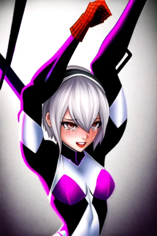 Spider-gwen, crying, transformed, restrained, sex slave