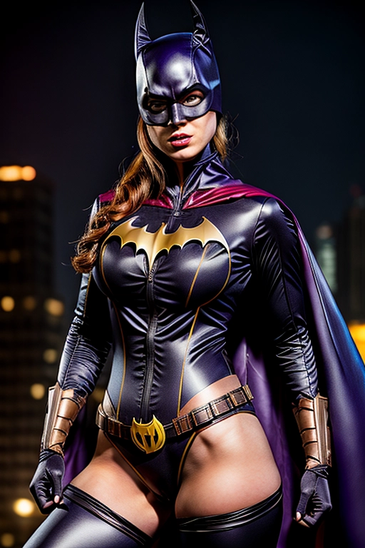 Batgirl, accurate face, (((costume unzipped all the way to her crotch))), to reveal her breasts, horny, high-detailed face, high-detailed skin texture, super attractive face, <lora:dpmg_add_detail:1>, photorealistic, seen in profile