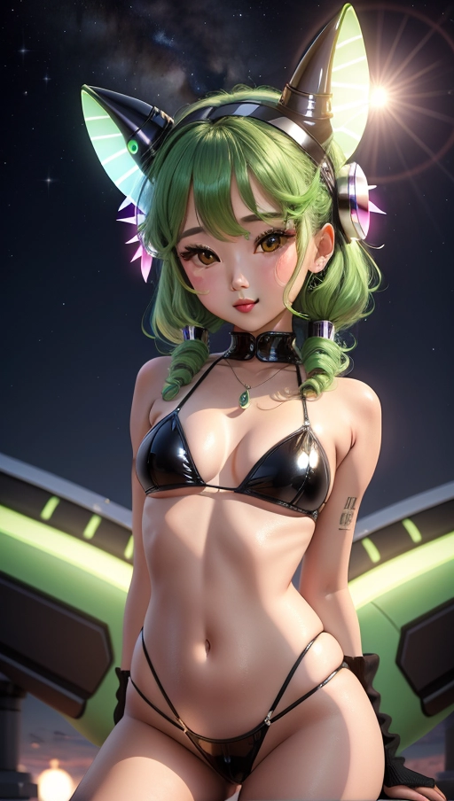 Alien Stepsister, green skin with antennae