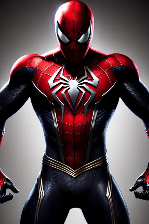 Black suit Spiderman, mask on, detailed, male, anime, 8k wallpaper, best quality, ultra hd, global lighting, hi-resolution, high quality, fighting
