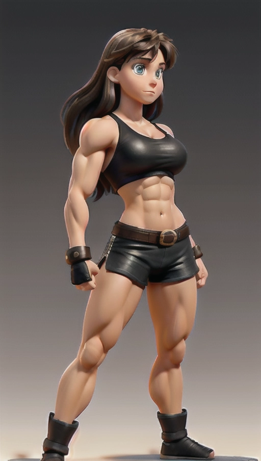 Xena as an MMA fighter, muscular, sexy, wearing a black top, wearing black MMA shorts, a south-paw phillie shell fighting stance, brown eyes, long black hair, large strong cut muscles, anatomically correct fingers and hands, same-colored eyes, large breasts, mature looking face, anatomically correct hands, anatomically correct fingers