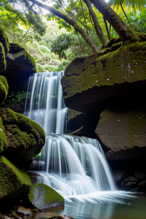 Anadenanthera colubrina Tree Spirit Goddess, South America waterfalls backgound, Professional photography, natural lighting, canon lens, shot on dslr 64 megapixels sharp focus
