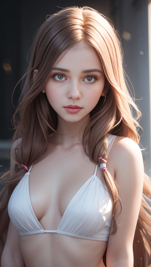 portrait, young woman, cute, long hair, in the style of hyper-realistic, 32k uhd --ar 9:16 --stylize 750 --v 6