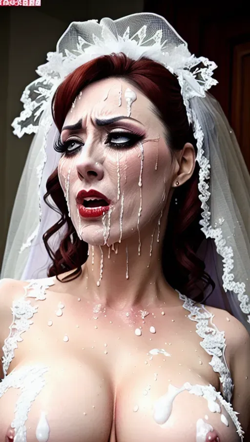Crying Bukkake - Dopamine Girl - Detailed cum tears, close up ripped clothes crying  disgraced sad bride after forced sex covered in cum, subdued, misogyni, cum  mess, bukkake victim, feeling bad, realistic porn, drama movie,