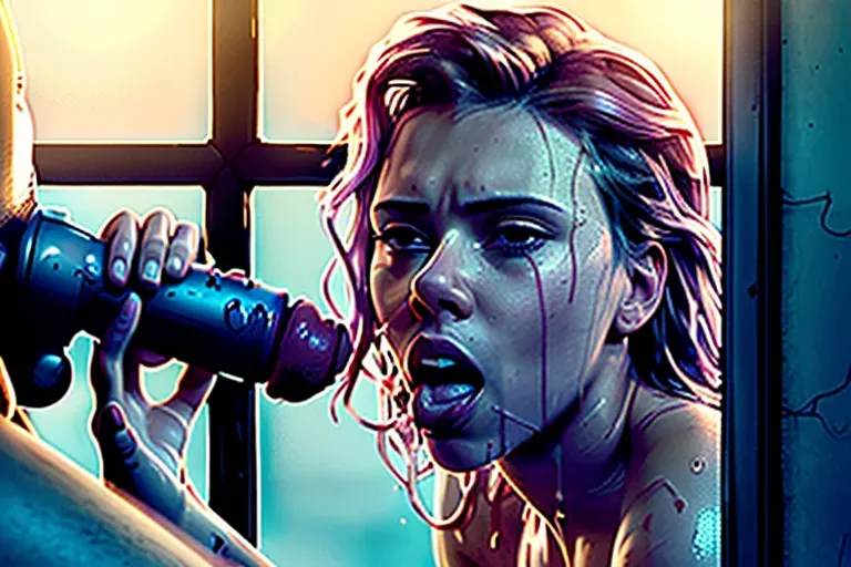 realistic, scarlett johansson naked, cum on face, bruised lightly, crying, sunset through window, prison cell, licking males cock, dpmg_face_cum_v1, realistic lighting, <lora:dpmg_licking:1>