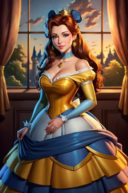 disney princess belle in style of thomas kinkade