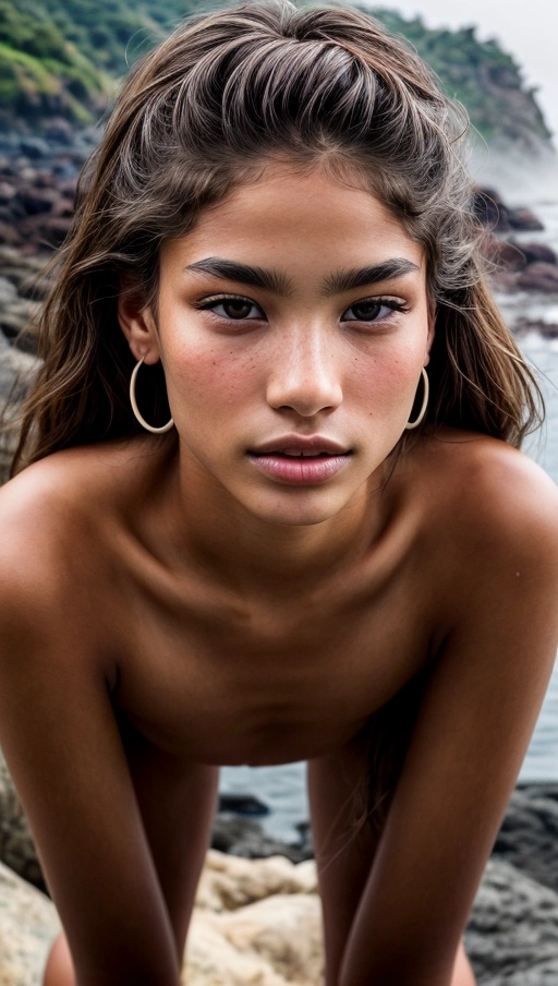 (16k photograph), focal length 110 mm, ((full body photo)), normal contrast, bokeh, insanely detailed and intricate, ((real)), sharp and crisp photo, realistic lighting and colors, well illuminated face, body completely in frame, ((best photo for masturbation)),
gorgeous ((18 yo mix of (Lio Tipton in 2014:0.5) and (Camila Morrone:0.4) and (Sonoya Mizuno:0.7))), caucasian phenotype,
(at a foggy misty rocky beach),
((fuck me crazy expression)), (aroused), (looking extremely seductive), (confident:0.6), incredibly adorable,
((she evokes in the observer a very strong sexual desire)), ((she looks into the camera)),
(narrow cheekbones:0.35),
(<lora:dpmg_pov_from_below:0>),
(real natural imperfect looking face), (natural body with some little imperfections),
wearing subtle earrings,
<lora:dpmg_add_detail:1.2>,
disheveled hair in random hairstyle,
(light-skinned),
medium torso length, ((small to medium boobs)), ((skinny thighs)) , (firm bottom) , (girlish butt), small butt, little bottom, (narrow hips), (skinny legs), (natural body proportions), (((five fingers per hand))), realistic slender hands, beautiful lips, girlish round chin, (accurate philtrum), natural eyes, curved eyelid, curved eye brows, perfect nipples, realistic nipple areola, her eyes following the camera,
realistic skin textures, realistic clothes textures,
(gaping pussy with visible large labia minora), (exposed pussy:0.9), (visible vagina:0.9), ((realistic detailed pussy)) , ((highly realistic vagina)), imperfect pussy, ((flat pussy)), (small accurate perfect anus), (closed anus), one anus, one vagina, one vaginal entrance, femoral gap