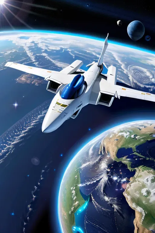 Enterprise spaceship flying in space, big blue earth, 8k, high-res