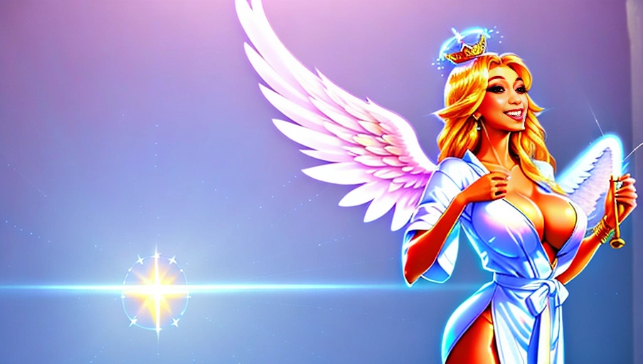 a 64k high detailed photo of body shot of straight Female Angelic HDR Professional ((In clothing Robes))) ((Has Attire)) Godly Ultra Detailed Best Quality Most Detailed ((Angel Wings)) Angelic Lighting Love Hope Magic casting Crown Smiling Queen happy Glory Warrior Angels Angelics Positivity Happiness ecstasy enraptured sweaty saving God Royalty Morality Goodness True Good Power Force Authority Ethical Saviour Halo short Hair Always and Forever Sentimental in heat hot ultra hot best best lighting tantric Neutral Brilliant Logical Compassionate Perfect Perfection Exciting Integrity Winged Courage Purity Harmony Beauty mark on upper lip ((Female)) (Ethereal Lighting) (Celestial Lighting) (((With Clothes))) ((With God Item)) (((God Tech))) (God Magic) with items of power God Wings ((Afterlife Light)) (Perfect Tits) (Perfect Ass) (Love Worship) ((Happy Expression)) ((smiling)) AJH True Happiness (Pleasure) (True Love) ((Angelic Hair))
