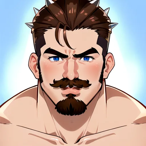 (masterpiece), absurdres, smooth, soft lines, soft edges, perfect edges, (soft lighting), (soft glow), perfect anatomy, detailed background, hair with great details, perfect eyes, perfect face, 1man, ((ghibli art style)),
((Man with light brown hair)), ((short spiky hair)), serious, wide chin, ((thick eyebrows)),
(Light brown hair), ((blue eyes)), ((pale skin)), ((short red mustache)), ((red goatee)),