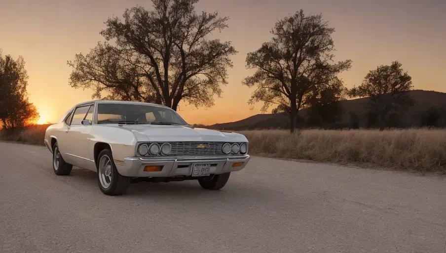 Chevrolet Impala ,sunset, road