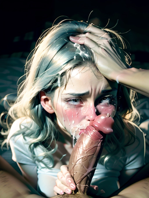 (photo realistic:1.37), (modern artwork), 1female and 1male, (female, sexy, skinny, short, lanky, messy hair with a curve)), button nose, ((broad face)), (((scared expression))), (((crying hard))), small wrinkles at the corner of her eyes, Chubby cheeks, shiny lips, Marly, pale skin, big eyes, dingy bedroom setting, nighttime, (dark lighting, blue lighting), (nude), (she is lying on her back on a dirty bed, fucked missionary by a man, POV, huge realistic penis stretching her pussy), (pussy fluid squirting all over the mans chest, creampie, cum in pussy, rivers of cum) ,(explosion of cum out of pussy), ((( men cumming on her))), <lora:headpat:1>, <lora:dpmg_licking:1>,
<lora:bukkake:1>, <lora:headpat:1>,
(best quality), <lora:dpmg_add_detail:0.5>, beautiful,(high resolution), (((masterpiece))), (uhd), (8k),
dpmg_milana_vayntrub_v1,
<lora:4AVLR4y3byB_shirt_lift_phrv2:0.1>,
<lora:dpmg_threesome_v1:0.3>,
<lora:better_cooks:0.02>,
<lora:4AVLR4y3byB_looking_at_v_phrV2:2>,
<lora:4AVLR4y3byB_zoomsl_phrealism2:-1>,
<lora:4AVLR4y3byB_hair_length_sl_phr2:0.9>
((accurate cock)), (((really accurate penis head))), long cock, big cock,