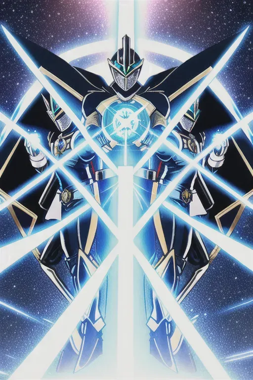 Silver power ranger, with starfield arms, and a length of cl... - AI ...