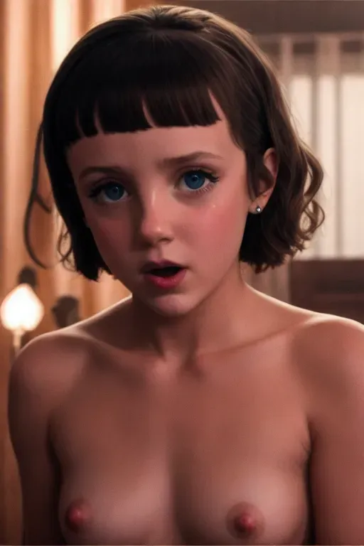 (((tween fuck))), slender fingers, pizzagate illuminati, group,ai, groups of celebrities, Millie bobby brown, nude, naked, scared, tears, background sex, cock face, rough, bleeding, mess