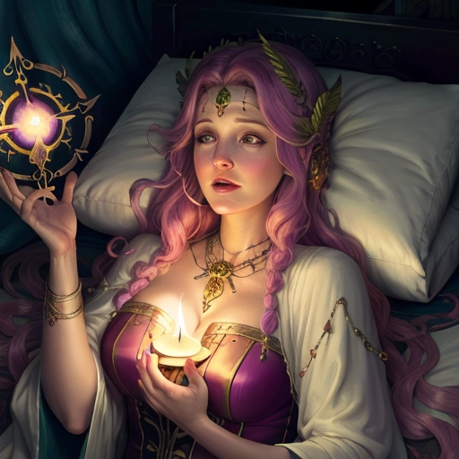Drew Barrymore, fey goddess, casting a sleeping spell, comforting