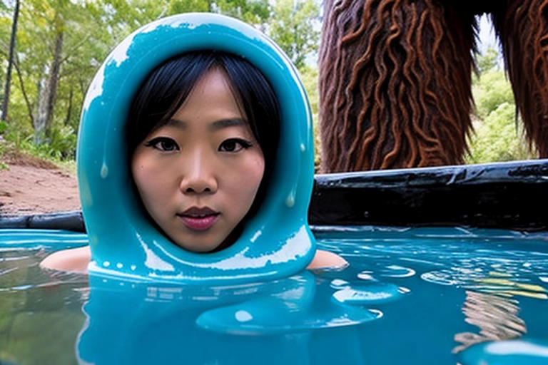 asian woman on an alien planet, ((covered in goo)), tied up, ((sex with aliens)), (((captured by monsters))), torn clothing, she is afraid