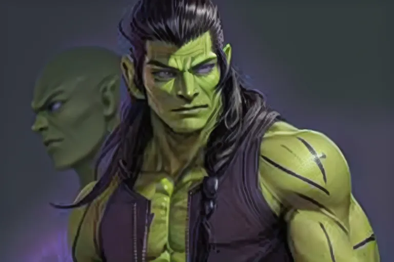 Mirialan, Muscular male, (((green skin))), black tribal tattoos, long black hair, purple eyes, cheerful, gray shirt, gray pants, futuristic clothing, alien, sfw, headshot, masterpiece, absurdres, ((((solo focus)))), 8k, perfect edges, ultra realistic, perfect anatomy, low light, perfect face, fine details, realistic shaded, realistic body, photoshoot, male