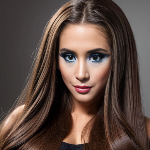 a beautiful Irish young (teenage) girl with long hair, (largest huge eyes:1.2), realistic, masterpiece, tanned, makeup