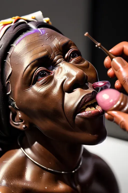 A detailed, realistic, photograph of an harriet tubman, detailed skin, detailed hair, getting fucked, masterpiece, perfect lighting, perfect face, eye contact, in bed, hand holding head, creampie,